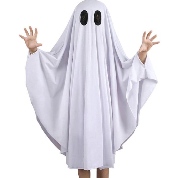 Gespensterkostüm Halloween für Kinder und Erwachsene - weiss
