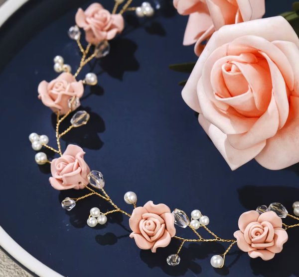 Blütenhaarband altrosa, bezaubernd fein und wunderschön!