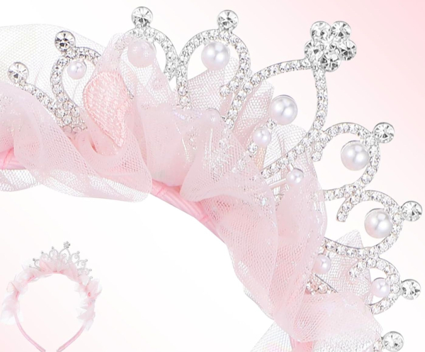 Prinzessinnen Haarreif rosa mit Glitzer-Krönchen