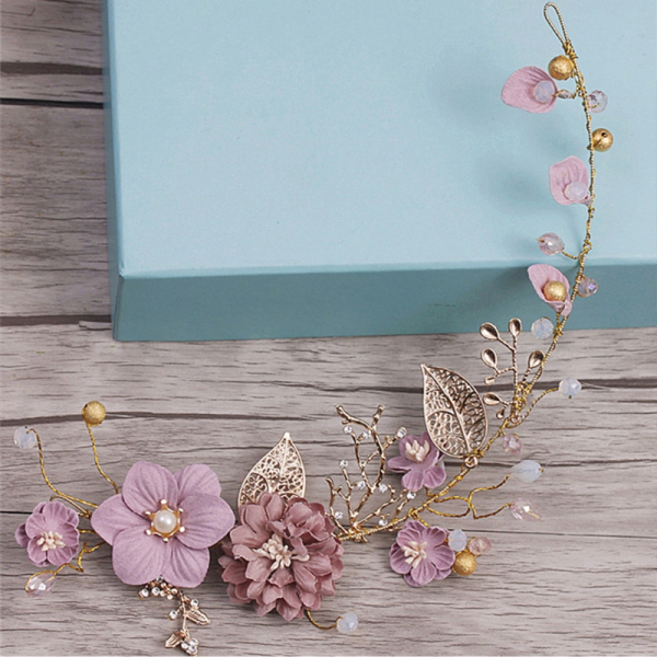 Frcolor Blumen-Stirnband Aus Stoff – Rosafarbenes Haarband Für Hochzeit, Party & Cosplay – Verstellbar