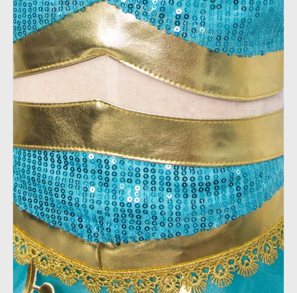 Jasmin (Yasmin) Kostüm, zweiteilig, türkis-gold