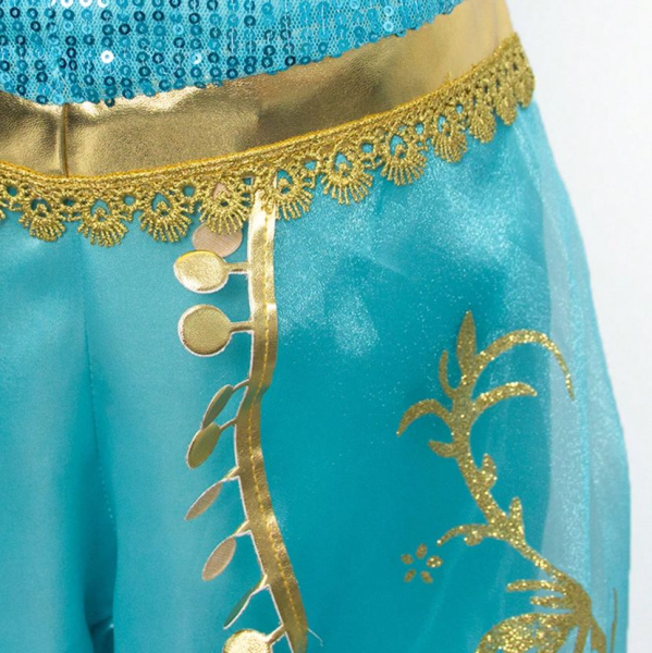 Jasmin (Yasmin) Kostüm, zweiteilig, türkis-gold