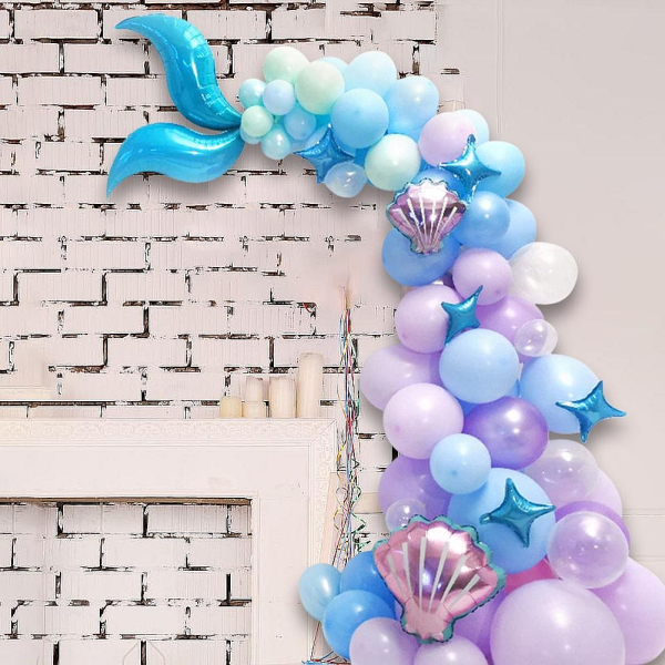 Riesiges Ballon Deko-Set für die perfekte Meerjungfrauen-Party! Set mit 87 Teilen