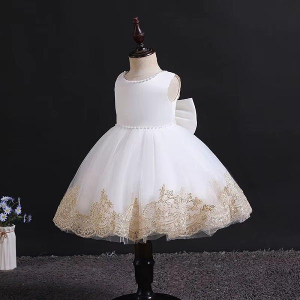 Chic: Taufkleid Partykleid für Babygirls, elfenbein und gold