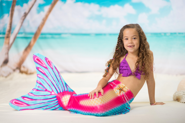 Costume Bikini Con Monopinna Per Ragazze – Set Cosplay Sirena Con Gonna, Top E Mutandina, In Poliestere Spandex, Taglie 110-150 Cm