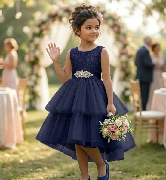 Chic in 4 Farben: Partykleid für Mädchen, elegant und halblang