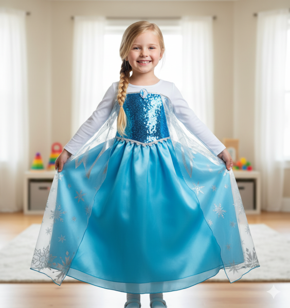 Von Elsa inspiriert - das perfekte glamouröse Kleid für kleine Eisköniginnen