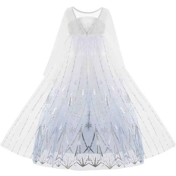 Glitzerkleid mit Schleppe inspiriert von Elsa - weiss-silber, bauschig und lang