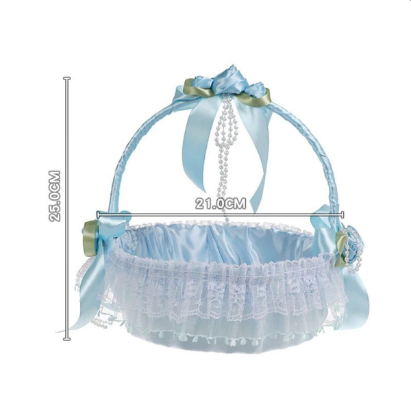 Amosfun Hochzeitskorb Mit Perlen - Weißer Blumenkorb Für Blumenmädchen Mit Schleife