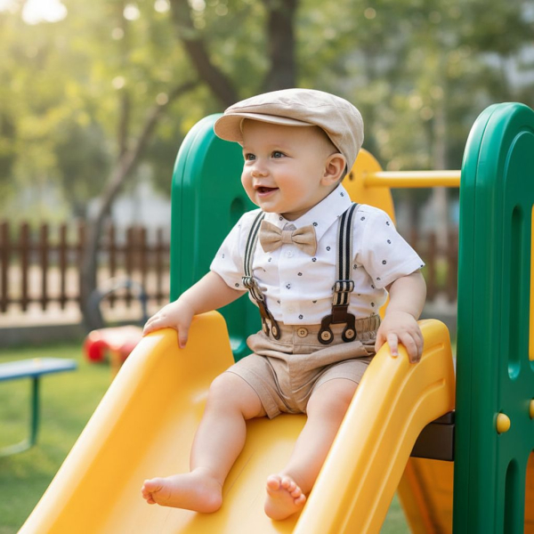 Tolles Sommer-Set für kleine Gentlemen, hübsch im Leinen-Look - Eigenproduktion!