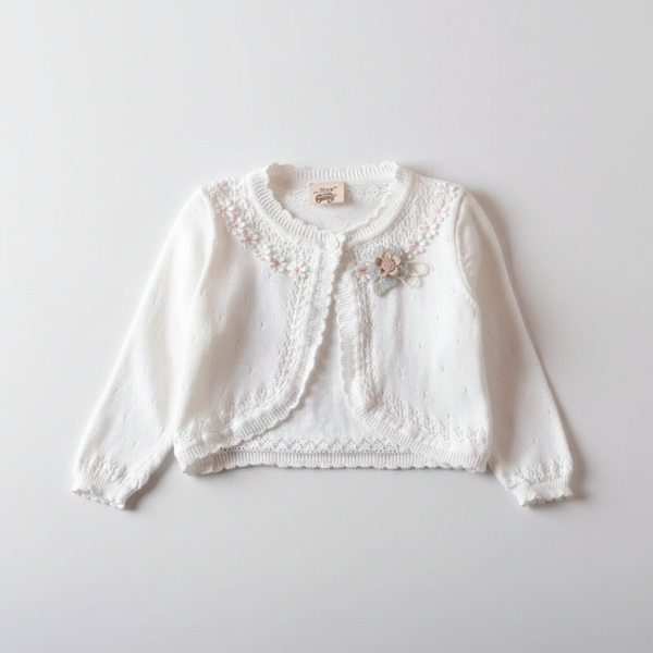 Ein Babyjäckchen wir früher! Süsser Bolero mit Blüten und Spitzen